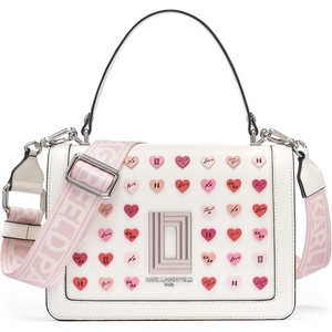 image:imageKARL LAGERFELD Womens Simone Top Zip Pins CrossbodyWhiteLotus