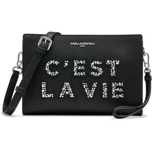 image:imageKARL LAGERFELD Womens Studded Karolina Wallet CrossbodyBlack