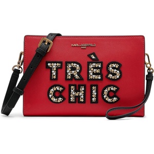image:imageKARL LAGERFELD Womens Studded Karolina Wallet CrossbodyCrimson