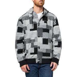 image:imageKARL LAGERFELD mens Patterned Chest Logo Wool Patchwork JacketBlkWht