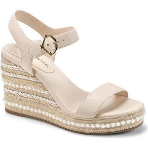 image:imageKARL LAGERFELD womens Calzona Wedge Sandal With Pearl EmbellishmentsNew Nude