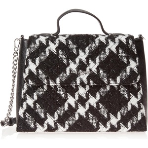 image:imageKARL LAGERFELD womens Charlotte SatchelBlackWhite Houndstooth
