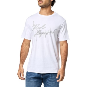 image:imageKarl Lagerfeld Mens Crewneck Short Sleeve Embroidered Textured TShirtOptic White