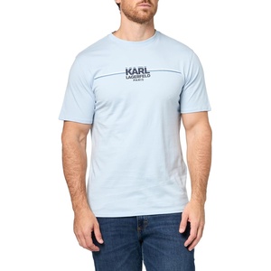 image:imageKarl Lagerfeld Mens Pullover Short Sleeve Race Stripe Logo TShirtLight Blue