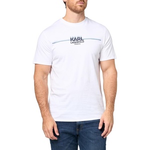 image:imageKarl Lagerfeld Mens Pullover Short Sleeve Race Stripe Logo TShirtWhite