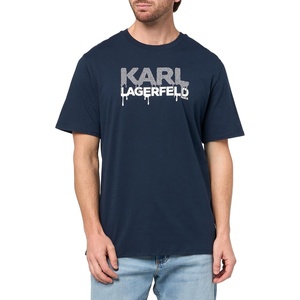 image:imageKarl Lagerfeld Mens Pullover Short Sleeve UNeck Dripping Logo TShirtNavy Blazer
