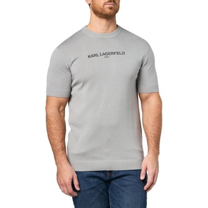 image:imageKarl Lagerfeld Mens Short Sleeve Crewneck Fitted Textured ShirtGrey