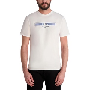 image:imageKarl Lagerfeld Mens Short Sleeve Crewneck Karl Stripe Graphic Design TShirtWhite