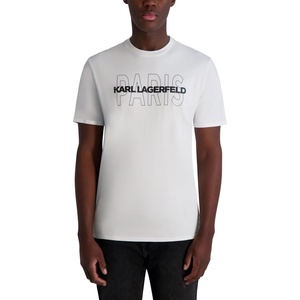 image:imageKarl Lagerfeld Mens Short Sleeve Crewneck Paris Logo Graphic Design TShirtWhite