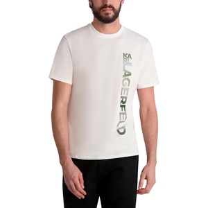 image:imageKarl Lagerfeld Mens Short Sleeve Crewneck Vertical Karl Logo Graphic Design TShirtWhite