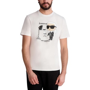 image:imageKarl Lagerfeld Mens Short Sleeve Karl Choupette Crewneck Graphic Design TShirtWhite