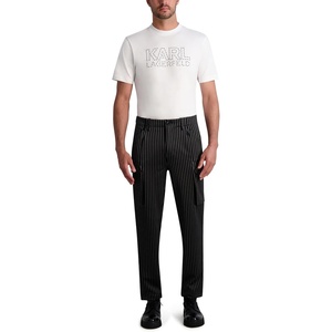 image:imageKarl Lagerfeld Mens Striped Stretchy Soft PantBlack