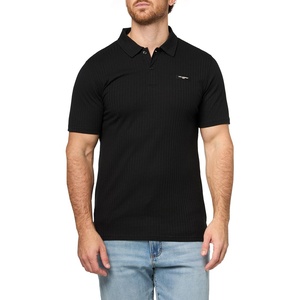 image:imageKarl Lagerfeld Mens Textured Ribbed Collared Button Closure PoloBlack
