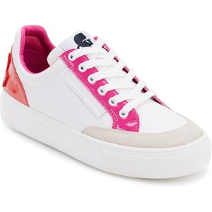 image:imageKarl Lagerfeld Paris Womens Calico Patch Laceup Everyday SneakerSneakerWhiteOrange
