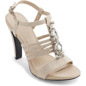 image:imageKarl Lagerfeld Paris Womens Cicely Strappy Dress Heeled SandalNaturalSilver
