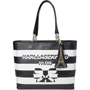 image:imageKarl Lagerfeld Paris Womens Tote AdeleBlackWhite Stripe