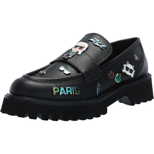 image:imageKarl Lagerfeld Womens Gaston Lug Sole Loafer with Pin EmbellishmentsBlack