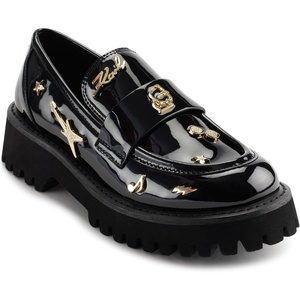 image:imageKarl Lagerfeld Womens Gaston Lug Sole Loafer with Pin EmbellishmentsBlackBlack