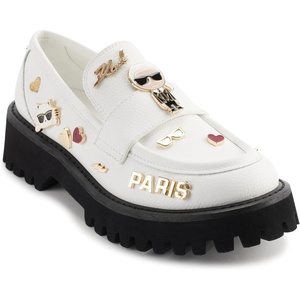 image:imageKarl Lagerfeld Womens Gaston Lug Sole Loafer with Pin EmbellishmentsBright White