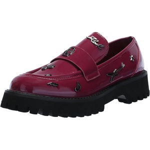 image:imageKarl Lagerfeld Womens Gaston Lug Sole Loafer with Pin EmbellishmentsRed Plum
