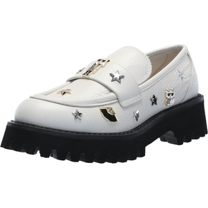 image:imageKarl Lagerfeld Womens Gaston Lug Sole Loafer with Pin EmbellishmentsSoft White