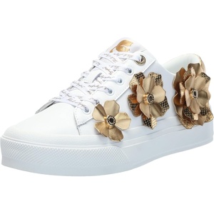 image:imageKarl Lagerfeld Womens Georgia Sneaker with Flower EmbellishmentsBright WhiteGold