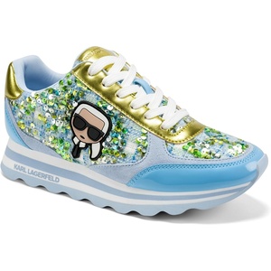 image:imageKarl Lagerfeld Womens Meade Lace Up Sneaker with Karl HeadBaltic BlueLime