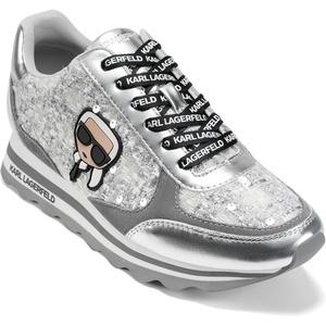 image:imageKarl Lagerfeld Womens Meade Lace Up Sneaker with Karl HeadSilver Sequins