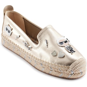 image:imageKarl Lagerfeld Womens Michaela Slip on Espadrille Sandal with PinsShiny White Gold