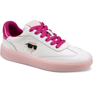 image:imageKarl Lagerfeld Womens Sumava Everyday Karl Head Lace Up SneakerBright WhiteHot Pink