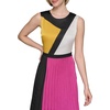 image:imageKARL LAGERFELD Paris Womens Colorblock Satin Sleeveless Midi DressBlack French Fuschia