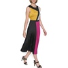 image:imageKARL LAGERFELD Paris Womens Colorblock Satin Sleeveless Midi DressBlack French Fuschia