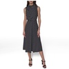 image:imageKARL LAGERFELD Paris Womens Mock Neck Patterned Contrasting Colors Midi DressBlackSoft White