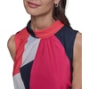 image:imageKARL LAGERFELD Paris Womens Mock Neck Patterned Contrasting Colors Midi DressChambray BlueSunset Coral Multi