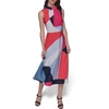 image:imageKARL LAGERFELD Paris Womens Mock Neck Patterned Contrasting Colors Midi DressChambray BlueSunset Coral Multi