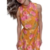 image:imageKARL LAGERFELD Paris Womens Mock Neck Patterned Contrasting Colors Midi DressPersimmon Multi