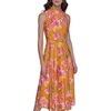 image:imageKARL LAGERFELD Paris Womens Mock Neck Patterned Contrasting Colors Midi DressPersimmon Multi