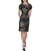 image:imageKARL LAGERFELD Short Ruched Sleeve Jewel Neck Sheath Mini DressBlackGold