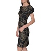 image:imageKARL LAGERFELD Short Ruched Sleeve Jewel Neck Sheath Mini DressBlackGold