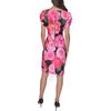 image:imageKARL LAGERFELD Short Ruched Sleeve Jewel Neck Sheath Mini DressBlackPink Sherbert Multi