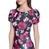 image:imageKARL LAGERFELD Short Ruched Sleeve Jewel Neck Sheath Mini DressBlackWine Multi