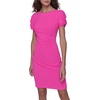 image:imageKARL LAGERFELD Short Ruched Sleeve Jewel Neck Sheath Mini DressBright Fuschia