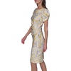 image:imageKARL LAGERFELD Short Ruched Sleeve Jewel Neck Sheath Mini DressFresia Yellow Multi