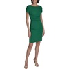 image:imageKARL LAGERFELD Short Ruched Sleeve Jewel Neck Sheath Mini DressLush Green