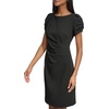 image:imageKARL LAGERFELD Short Ruched Sleeve Jewel Neck Sheath Mini DressMidnight Black