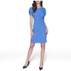 image:imageKARL LAGERFELD Short Ruched Sleeve Jewel Neck Sheath Mini DressPalace Blue
