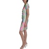 image:imageKARL LAGERFELD Short Ruched Sleeve Jewel Neck Sheath Mini DressPink SherbetTea Green Multi