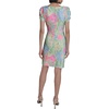 image:imageKARL LAGERFELD Short Ruched Sleeve Jewel Neck Sheath Mini DressPink SherbetTea Green Multi