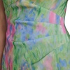 image:imageKARL LAGERFELD Short Ruched Sleeve Jewel Neck Sheath Mini DressPink SherbetTea Green Multi