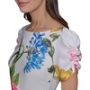 image:imageKARL LAGERFELD Short Ruched Sleeve Jewel Neck Sheath Mini DressSoft White Multi